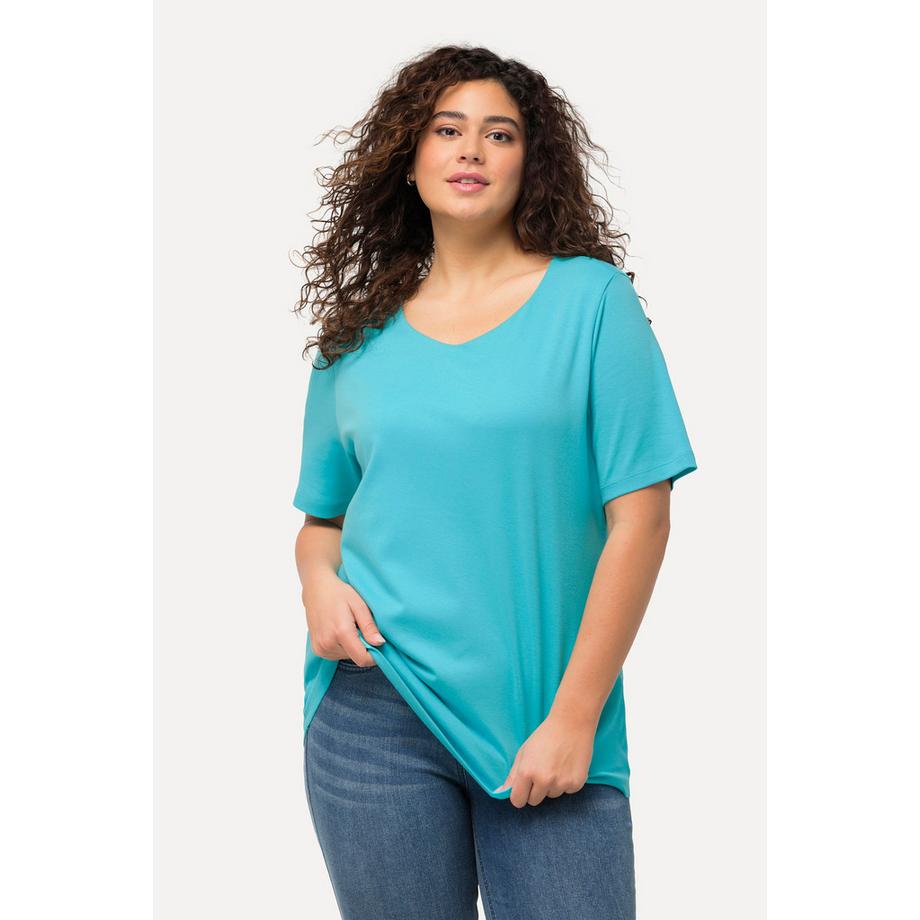 Ulla Popken Maglia aderente davanti doppio scollo girocollo mezze maniche  