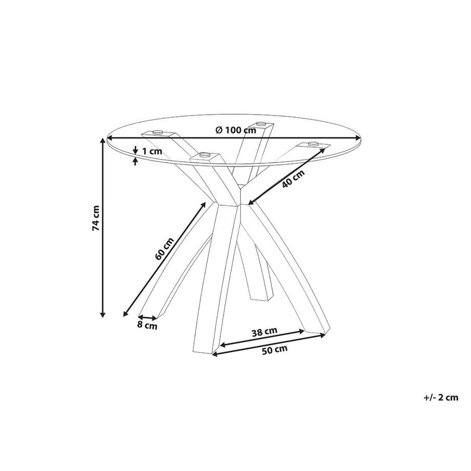 Beliani Table de repas en Verre de sécurité Minimaliste YAPP  