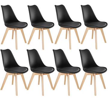 8 Chaises de Salle à Manger FRÉDÉRIQUE Style Scandinave Pieds en Bois Massif Design Moderne