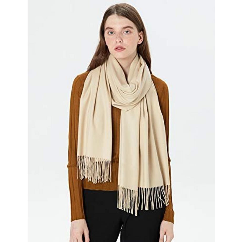 Only-bags.store Sciarpa Calda Invernale Autunnale in Cotone Tinta Unita con Nappe  