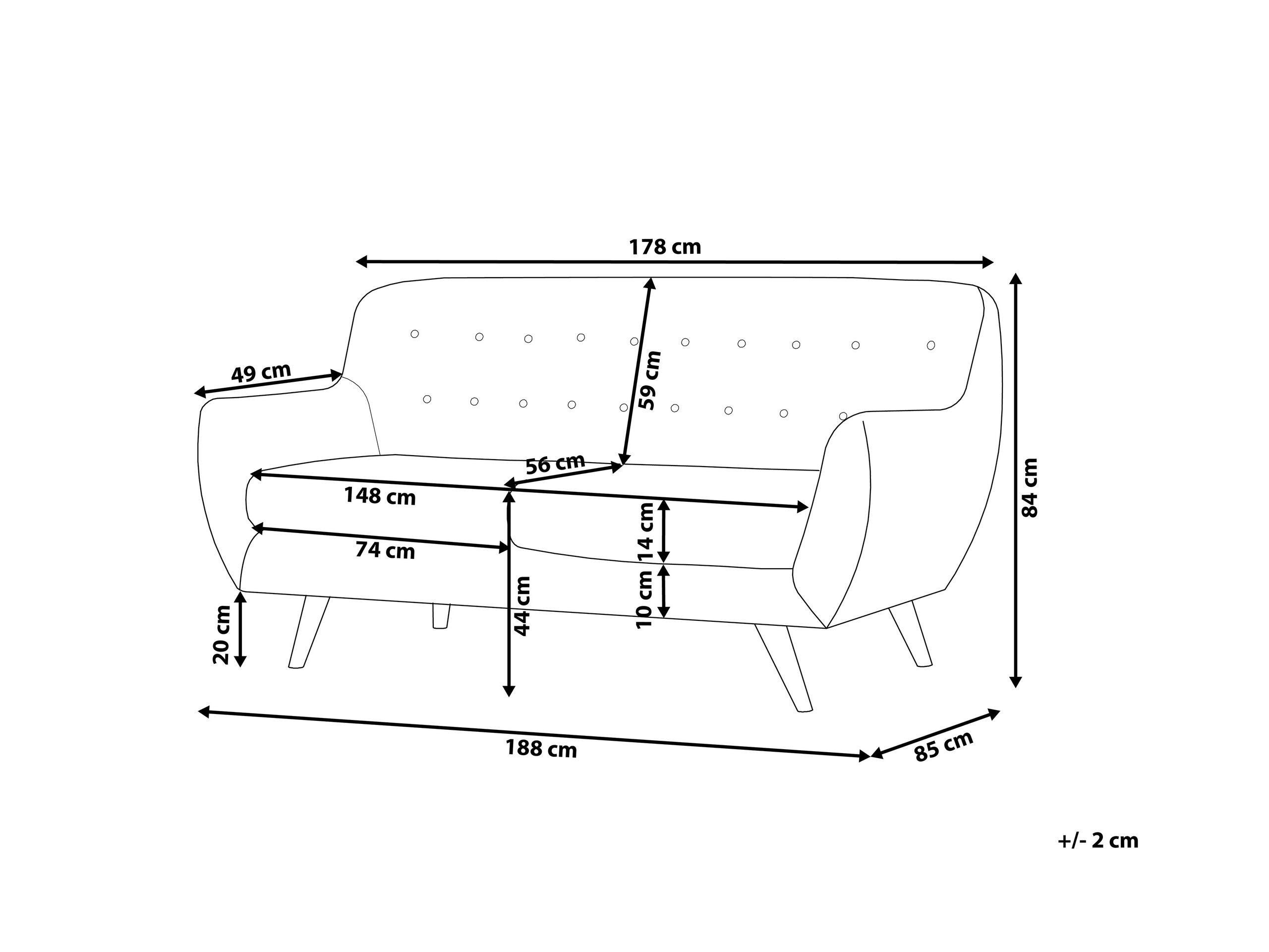 Beliani 3 Sitzer Sofa aus Samtstoff Glamourös BODO  