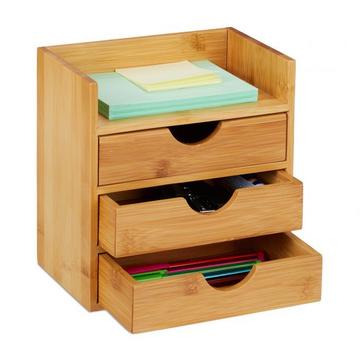 Rangement de bureau avec tiroirs en bambou