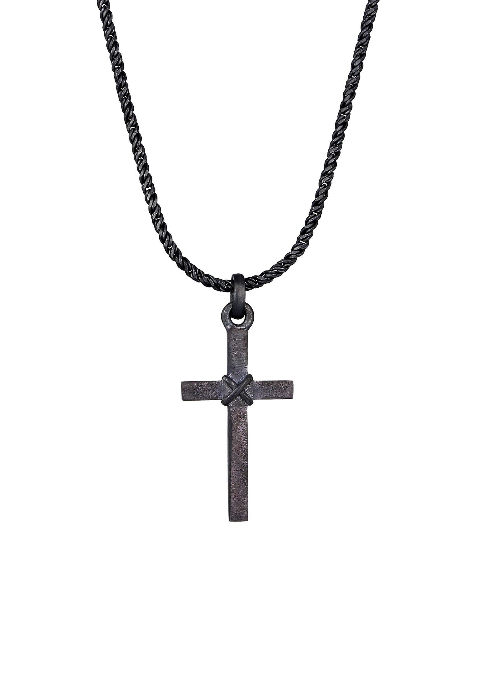 online kaufen Flach | 925 Silber - MANOR Halskette Kuzzoi Kreuz Kordelkette