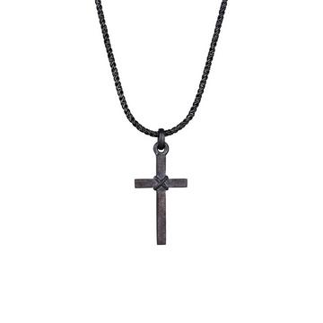 Collier Herren Kreuz Flach Kordelkette 925 Silber