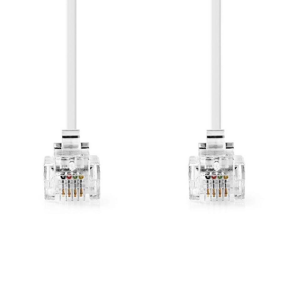 Nedis  Câble de télécommunications | Mâle RJ11 | Mâle RJ11 | 2,00 m | La conception du câble: plat | Placement: plaqué or | Type de câble: RJ11 | Blanc 