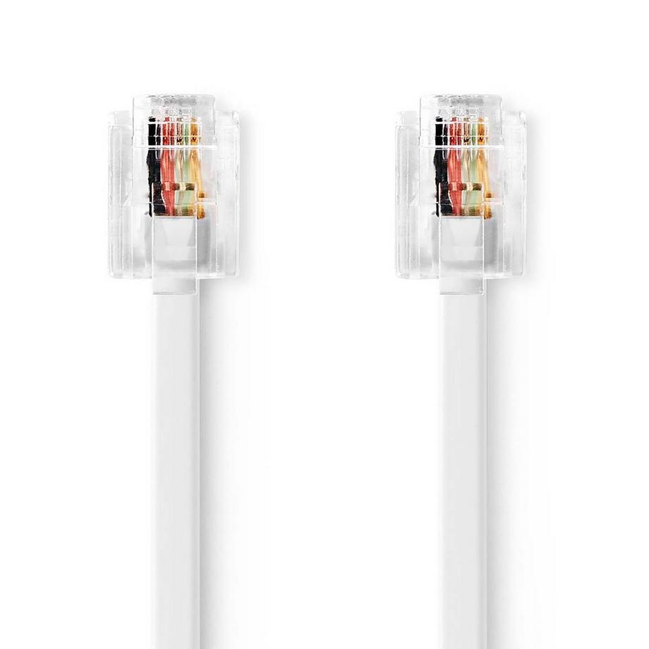 Câble de télécommunications | Mâle RJ11 | Mâle RJ11 | 2,00 m | La conception du câble: plat | Placement: plaqué or | Type de câble: RJ11 | Blanc