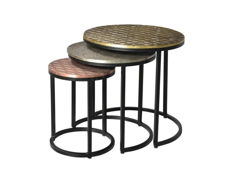 Image of Couchtisch Metall BELAMI Gold Silber Kupferfarben Couchtisch Metall BELAMI Gold Silber Kupferfarben