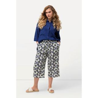 Ulla Popken  Pantaloni modello Ruby in misto lino con taglio della gamba ampio e cintura elastica 