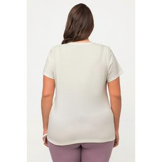 Ulla Popken  T-shirt de yoga avec imprimé PURE. Coton bio. Col rond et manches courtes. 