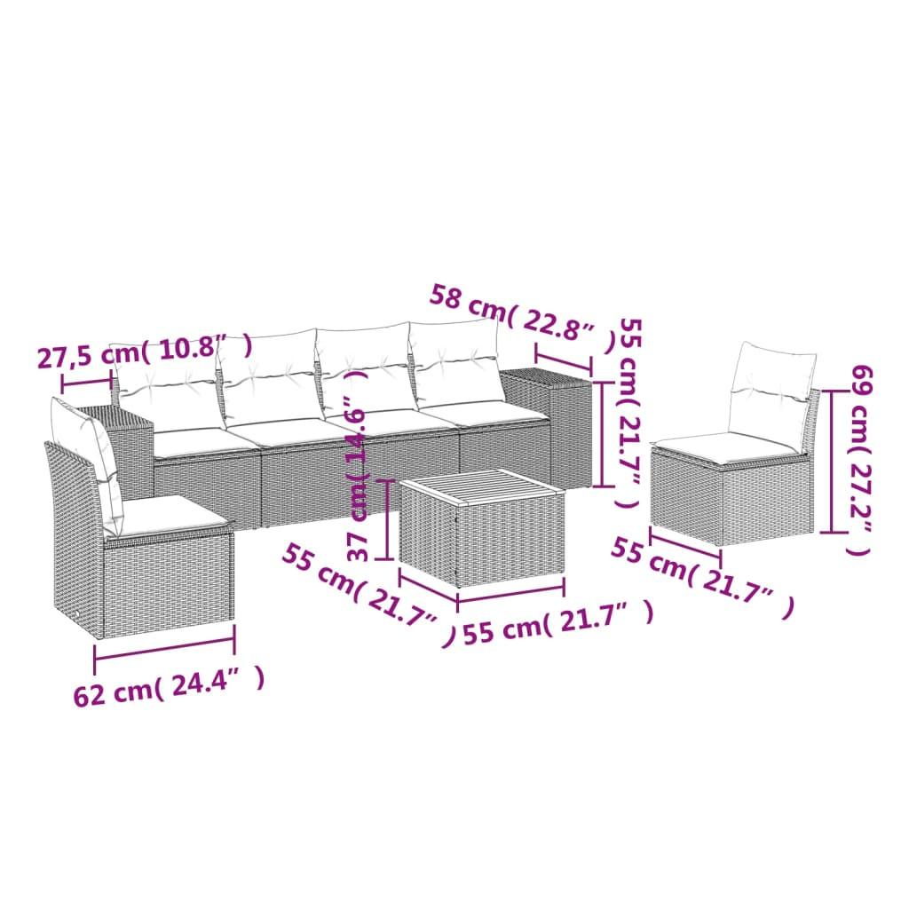 VidaXL set divano da giardino Polirattan  