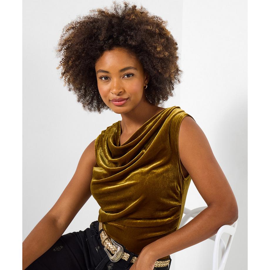 Velours-Top mit Wasserfallausschnitt