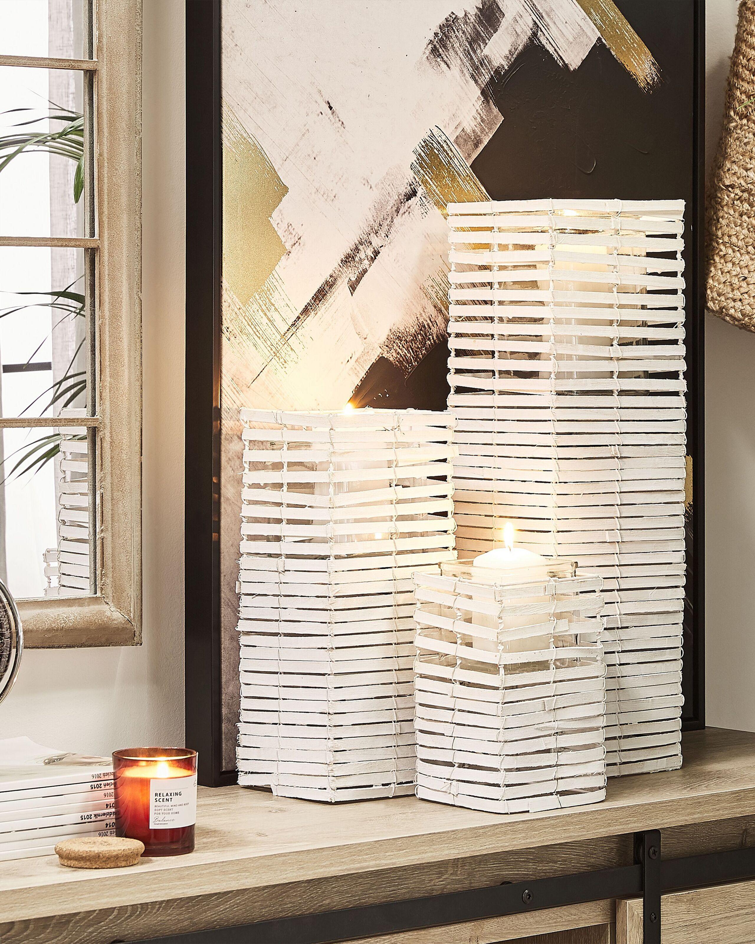 Beliani  Set di 3 portacandele en Legno di pioppo Scandinavo MAROLA 