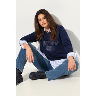 Ulla Popken Felpa ricamata scollo a V maniche lunghe  