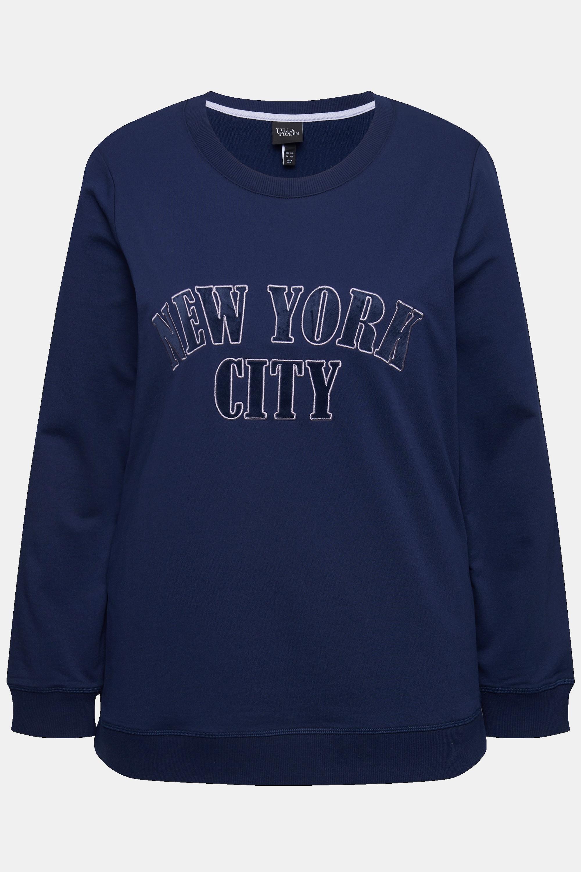 Ulla Popken Felpa ricamata scollo a V maniche lunghe  