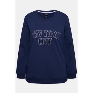 Ulla Popken Felpa ricamata scollo a V maniche lunghe  