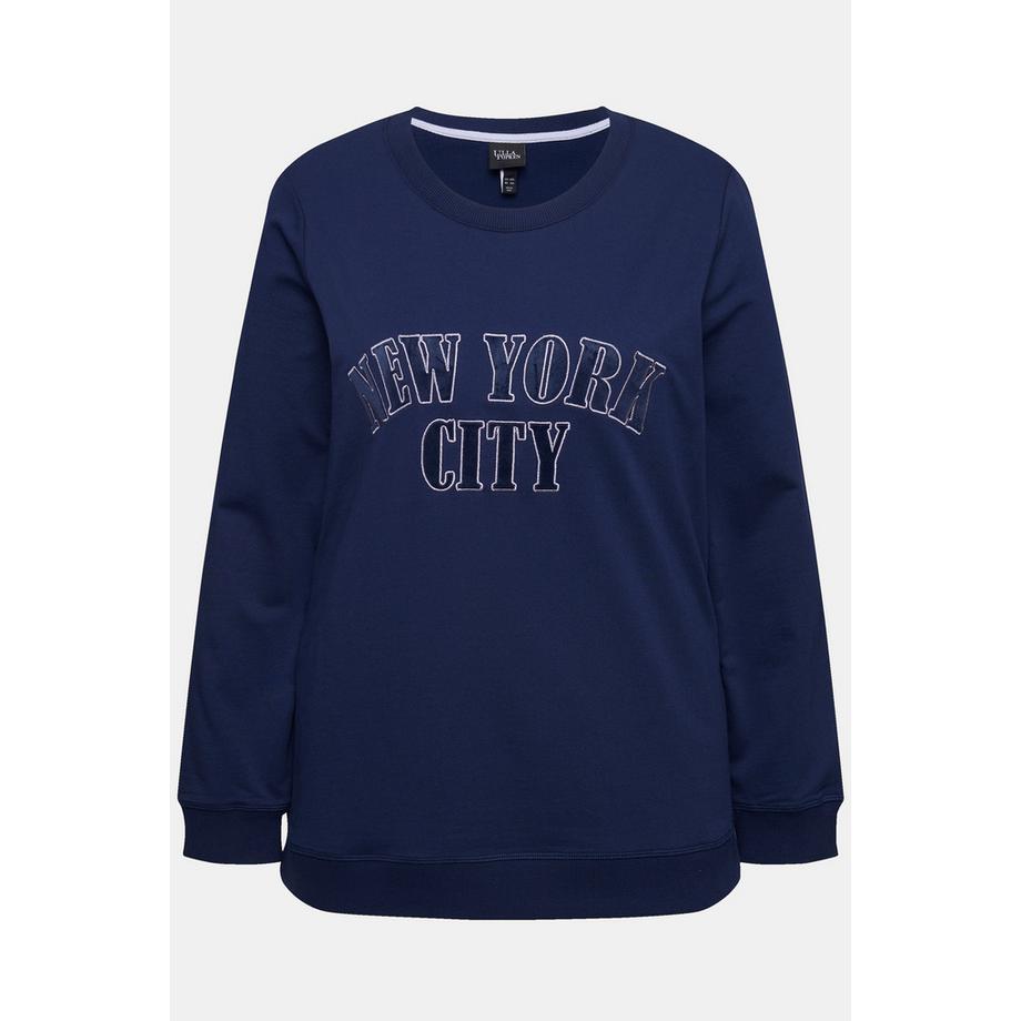 Ulla Popken Bestickter V-Ausschnitt Langarm Sweat-Pullover  