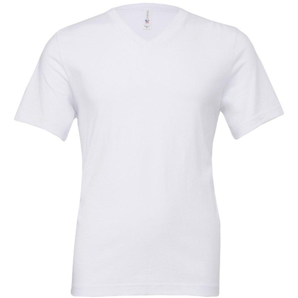 Image of Canvas Tshirt Mit Vausschnitt, Kurzärmlig Herren Weiss XL