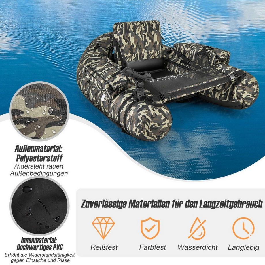 Northio  Aufblasbares Schlauchboot mit Fischlineal & Rutenhalter & Paddel Angelboot Camouflage 