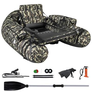 Canot gonflable avec règle à poisson, porte-canne et bateau de pêche à pagaie, camouflage