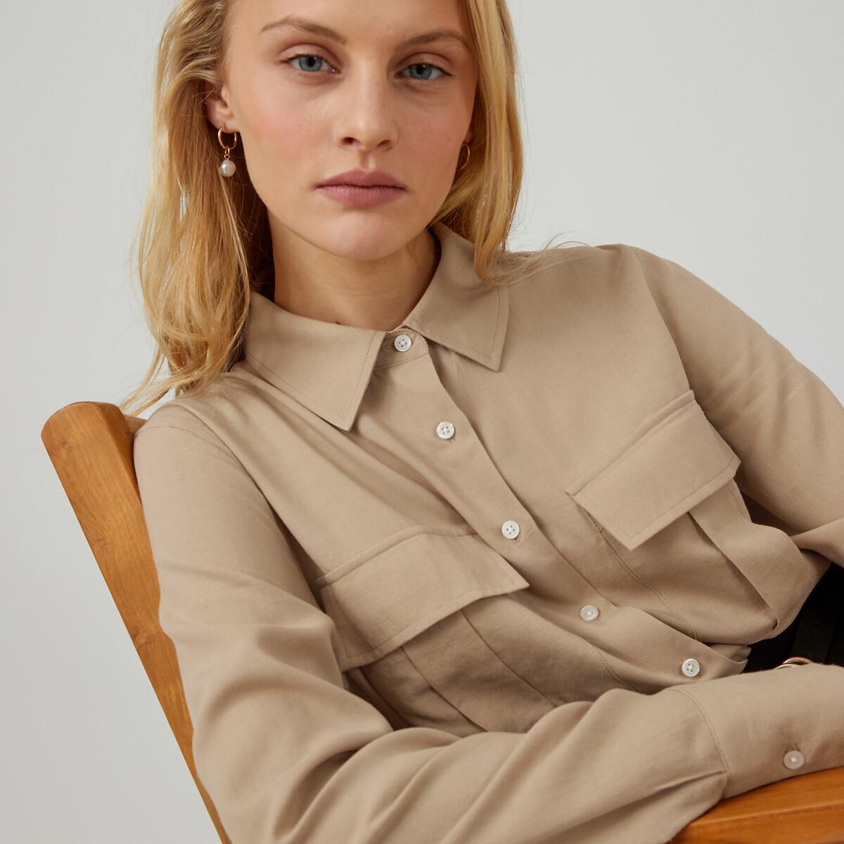 Image of Hemdbluse Mit Lyocell Damen Beige 36