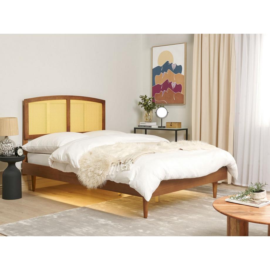 Beliani Letto con LED en Legno di caucciù  VARZY  