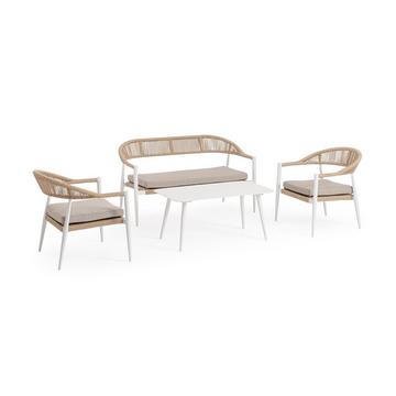 Gruppo di sedute Jandia bianco-beige (set di 4)