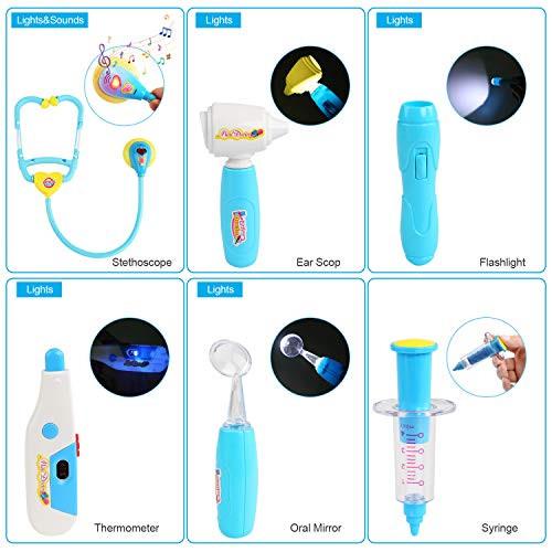 Activity-board  Docteur Valise Jouet, Enfants Médecin Valise Dentiste Médecin Ensemble Kit Médical Jouet Éducatif Jeu de Rôle Jouet Cadeaux Enfants 16 Pièces 