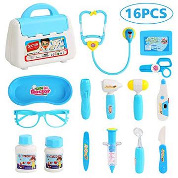 Docteur Valise Jouet, Enfants Médecin Valise Dentiste Médecin Ensemble Kit Médical Jouet Éducatif Jeu de Rôle Jouet Cadeaux Enfants 16 Pièces