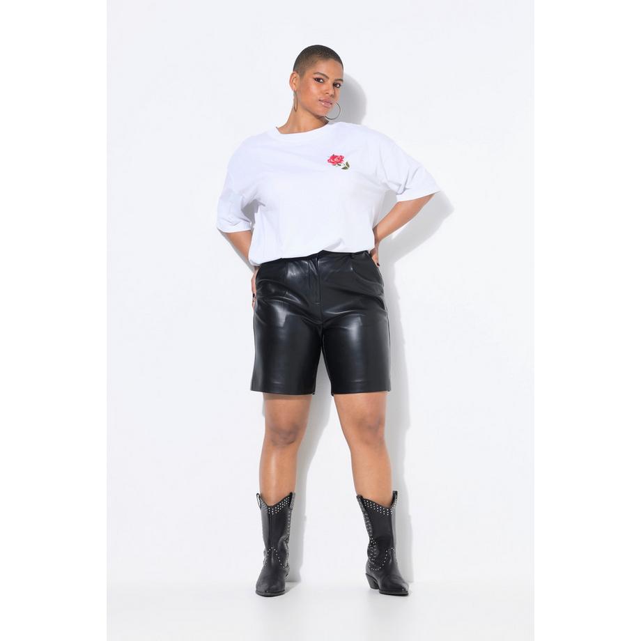 Studio Untold High Waist Weites Bein Bermuda Shorts Lederoptik  