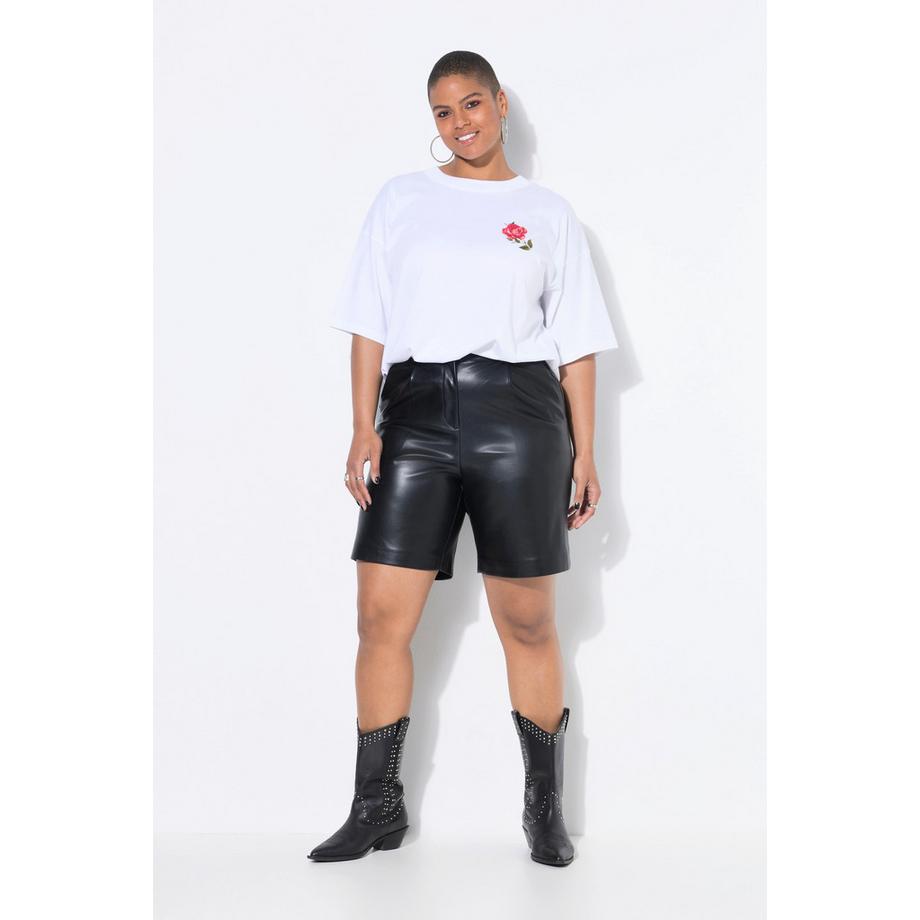 Studio Untold High Waist Weites Bein Bermuda Shorts Lederoptik  