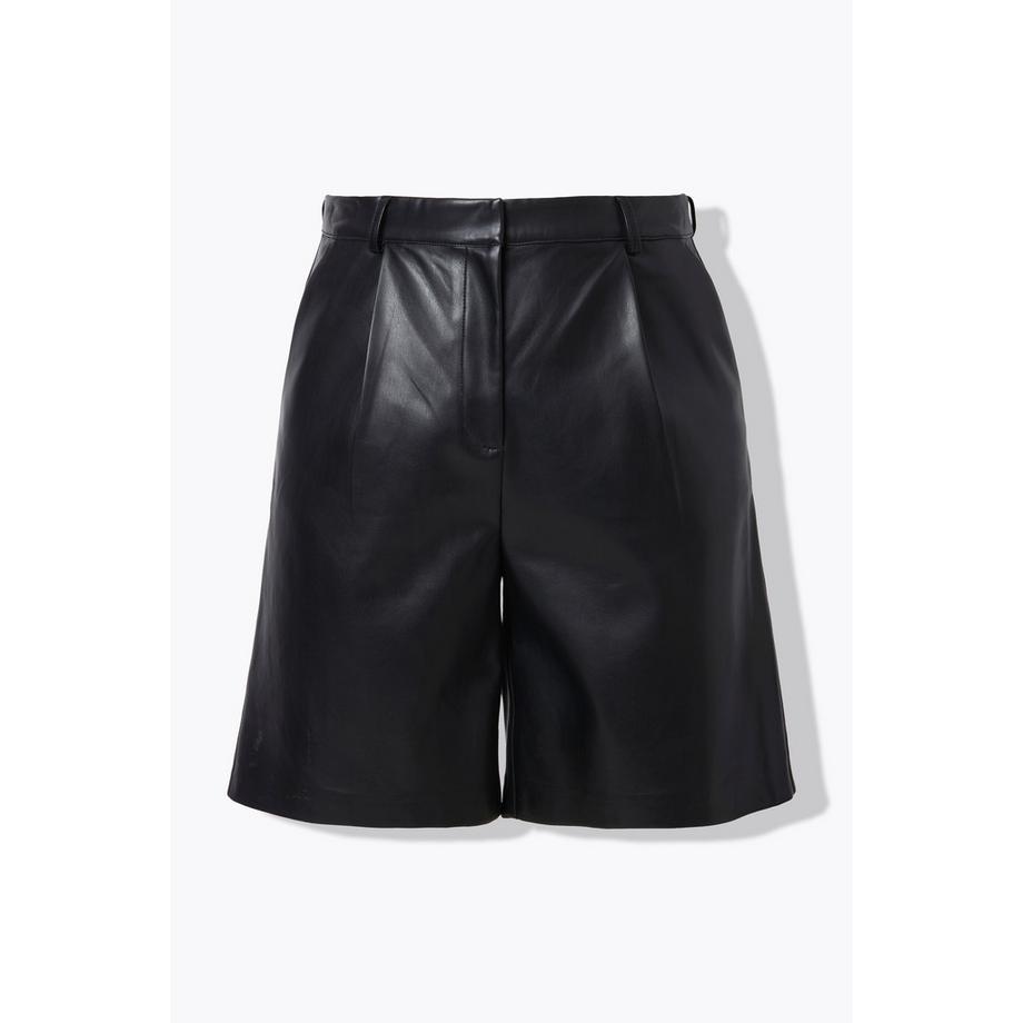 Studio Untold High Waist Weites Bein Bermuda Shorts Lederoptik  