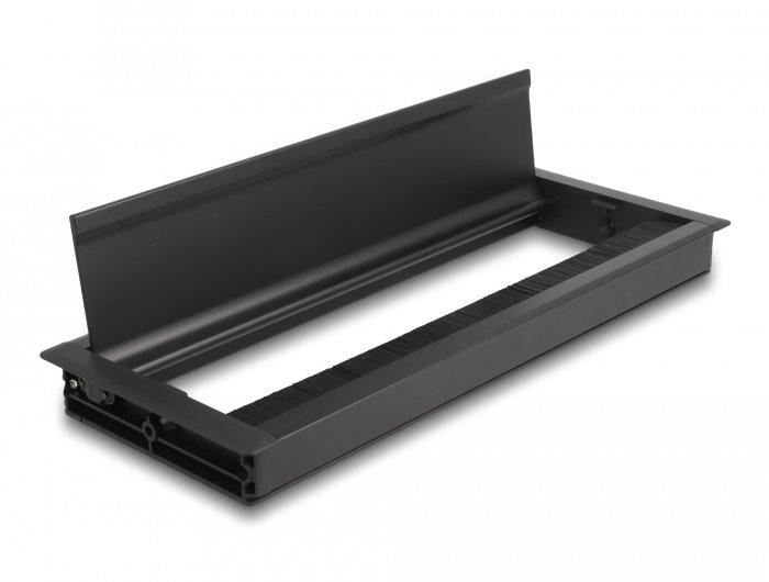 DeLock  Passacavo per montaggio su tavolo con spazzola 300 x 120 x 28 mm nero 