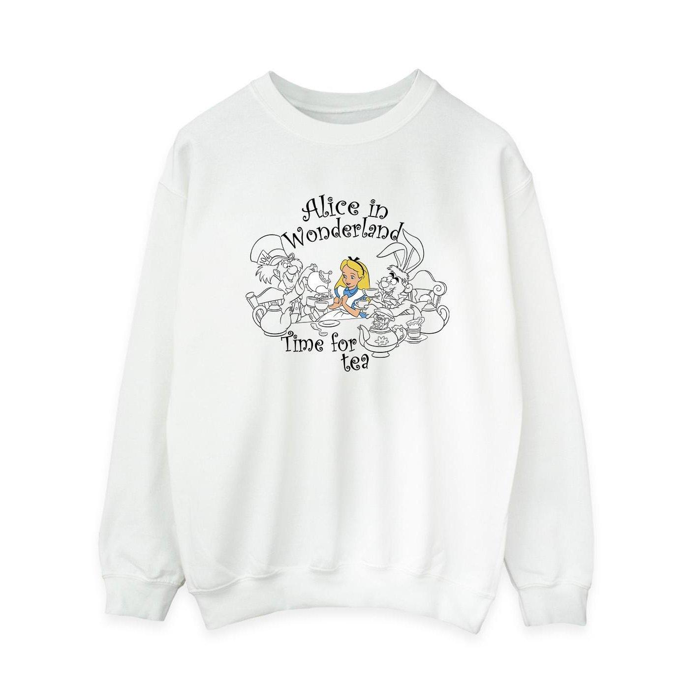 Image of Alice In Wonderland Time For Tea Sweatshirt Damen Weiss XXL