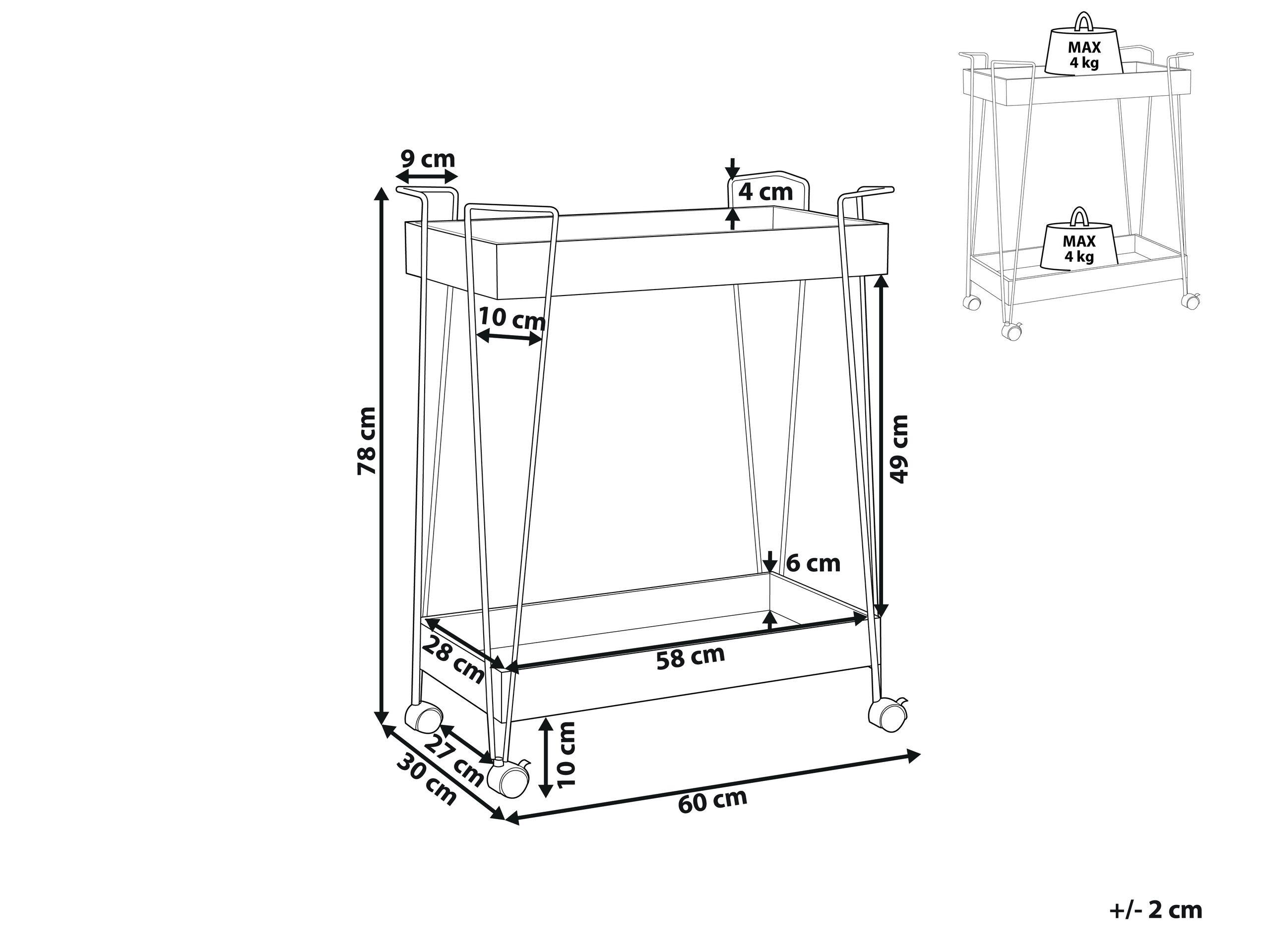 Beliani Carrello portavivande en Metallo Rustico BALME  