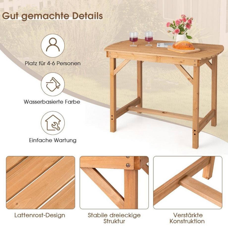 Northix Table de salle à manger de terrasse en bois de sapin 100 x 60,5 x 75 cm naturel  
