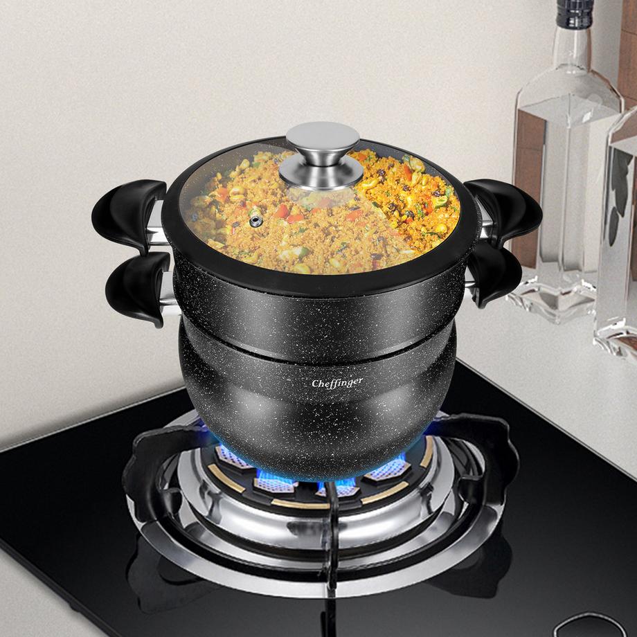 Cheffinger Antihaft-Couscous-Dampfkochtopf 12L  