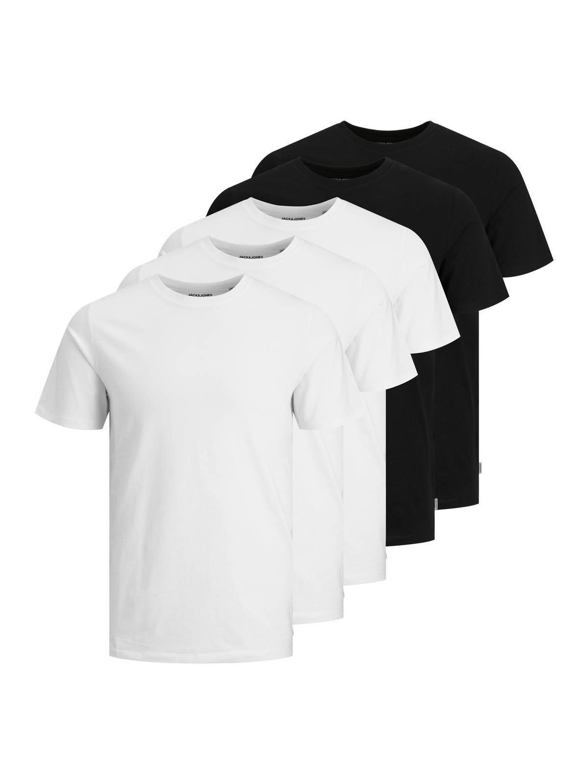Image of T-shirt 5er Pack Bequem Sitzend-jjeorganic Basic Tee O-neck 5pk Herren Weiss XXL