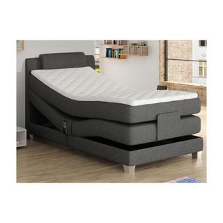 Vente-unique Ensemble complet boxspring tête de lit + sommiers relaxation électrique + matelas + surmatelas - 100 x 200 cm - Tissu - Gris clair - CASTEL de PALACIO  