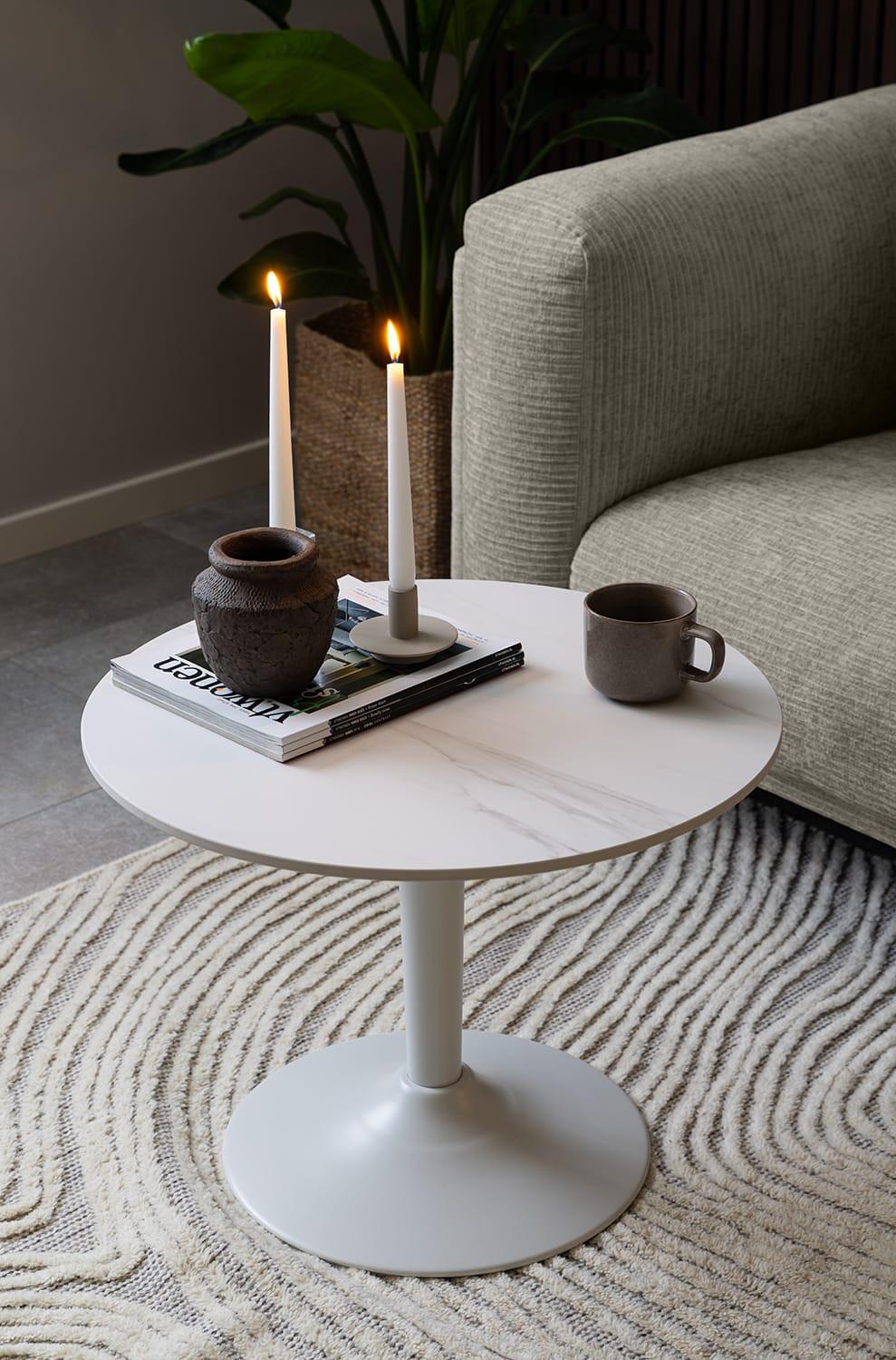 mutoni Table basse Valletta céramique blanche 60  