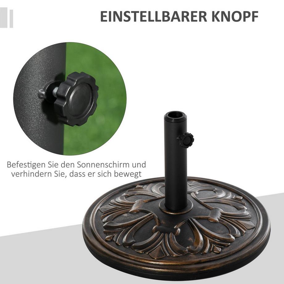 Northio Sonnenschirmständer Schirmständer Schirmhalter Schirmfuß 13 Kg Ständer Schirm Ø35/Ø38/Ø48Mm Kunststoff + Zement Antik Bronze Ø48 X 34 Cm  