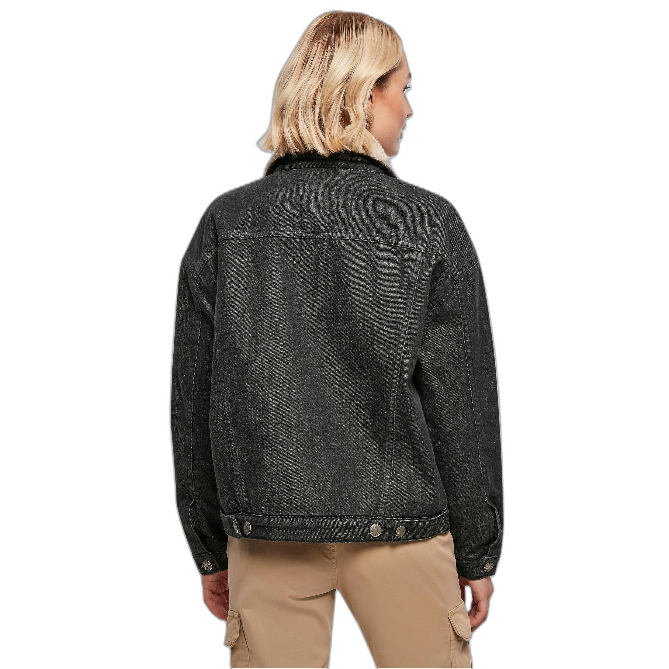 URBAN CLASSICS Oversize Jeansjacke mit Sherpa Kragen  