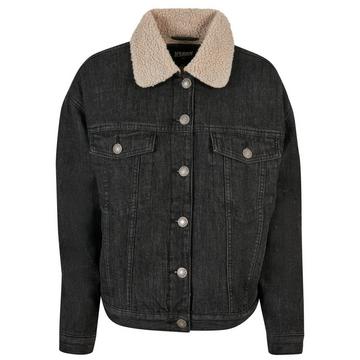 Jeansjacke mit Sherpa-Kragen Oversize