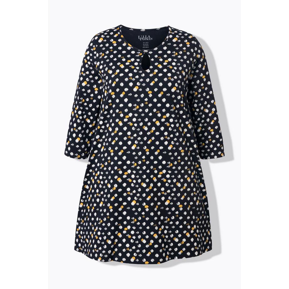Ulla Popken Longshirt a pois linea ad A scollo rotondo maniche 3/4  