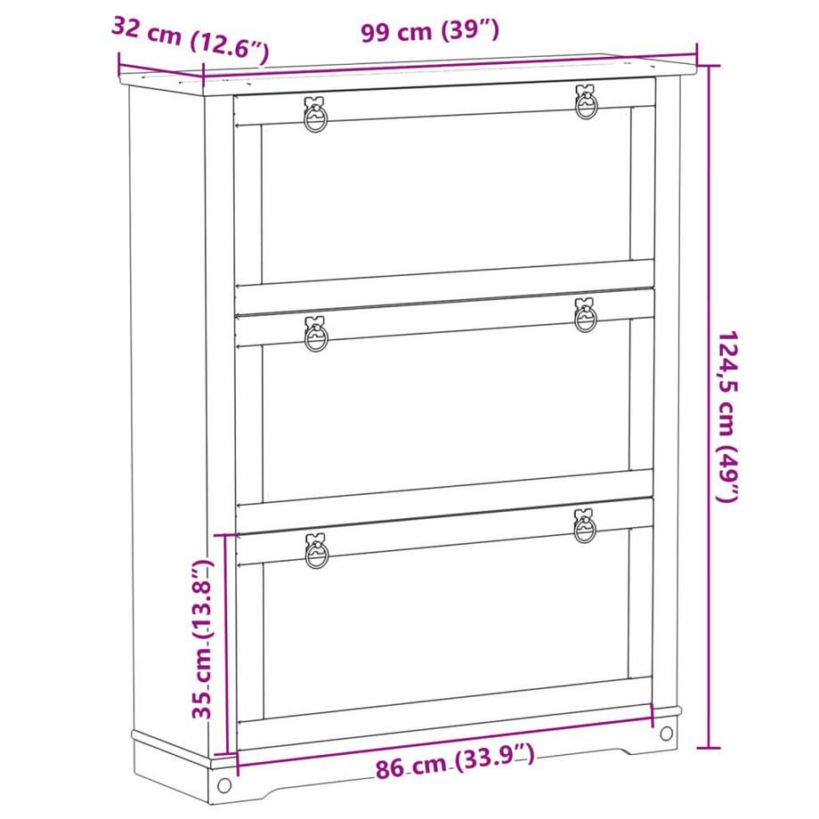 VidaXL Armoire à chaussures bois de pin  