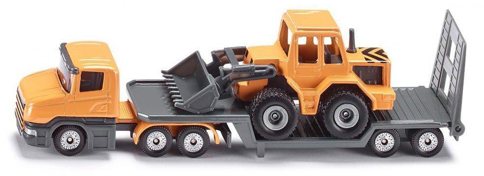 Image of 1616, Tieflader mit Frontlader, Metall/Kunststoff, Orange, Klappbare Heckklappe, Abkuppelbar Grau