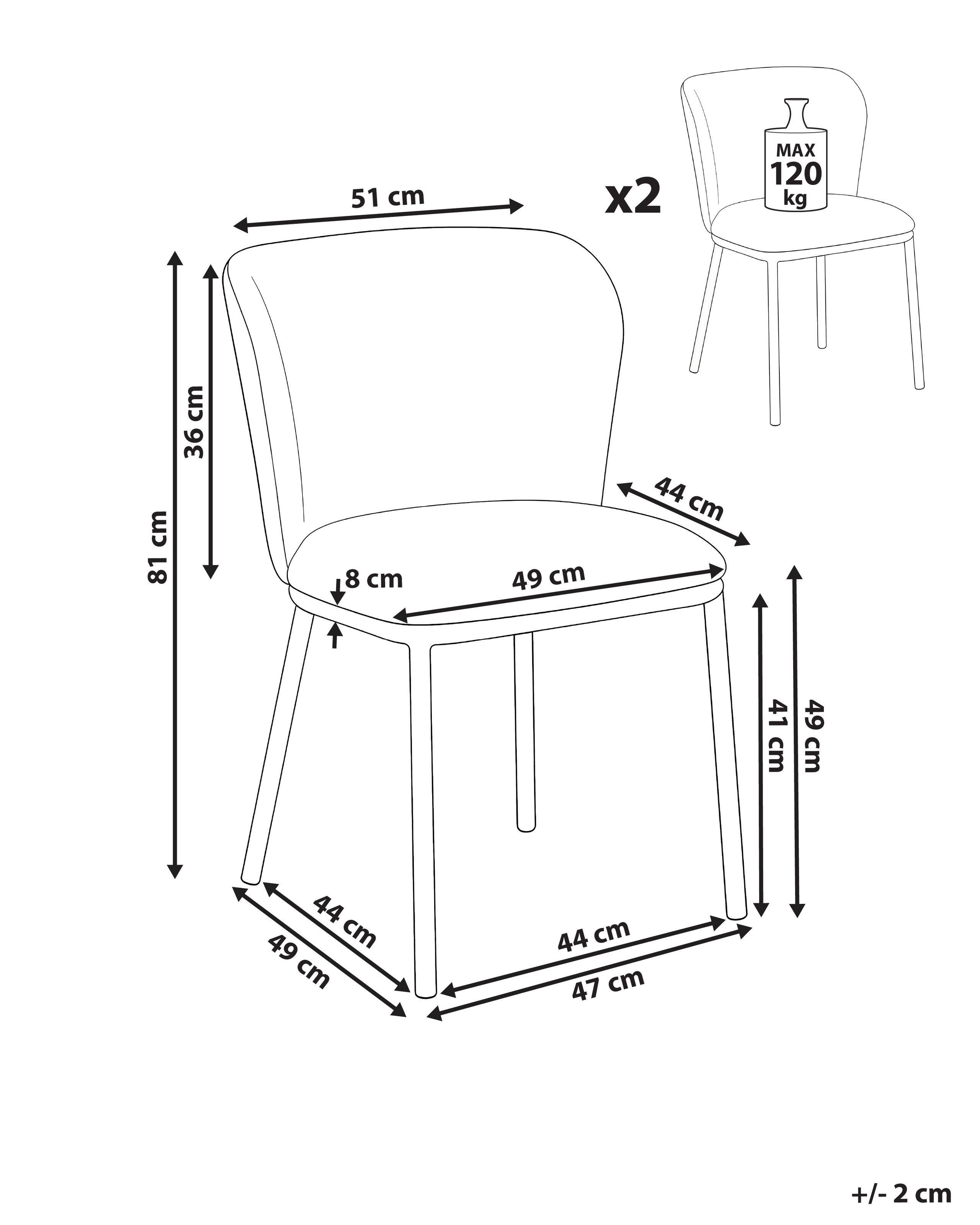 Beliani Lot de 2 chaises de salle à manger en Tissu Minimaliste ARTESIA  