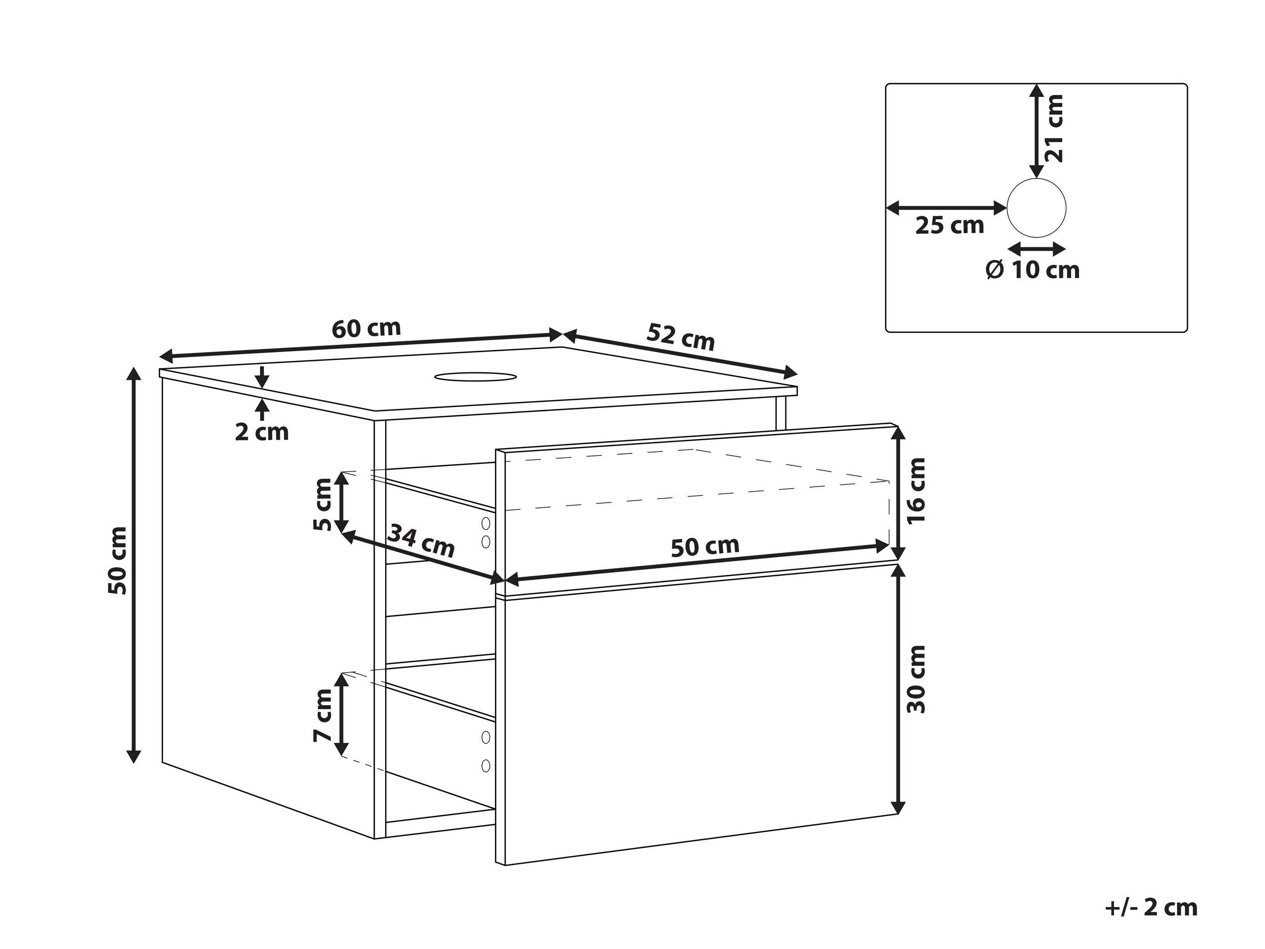 Beliani Wandmontierter Waschtischunterschrank aus MDF-Platte Boho BEXTI  