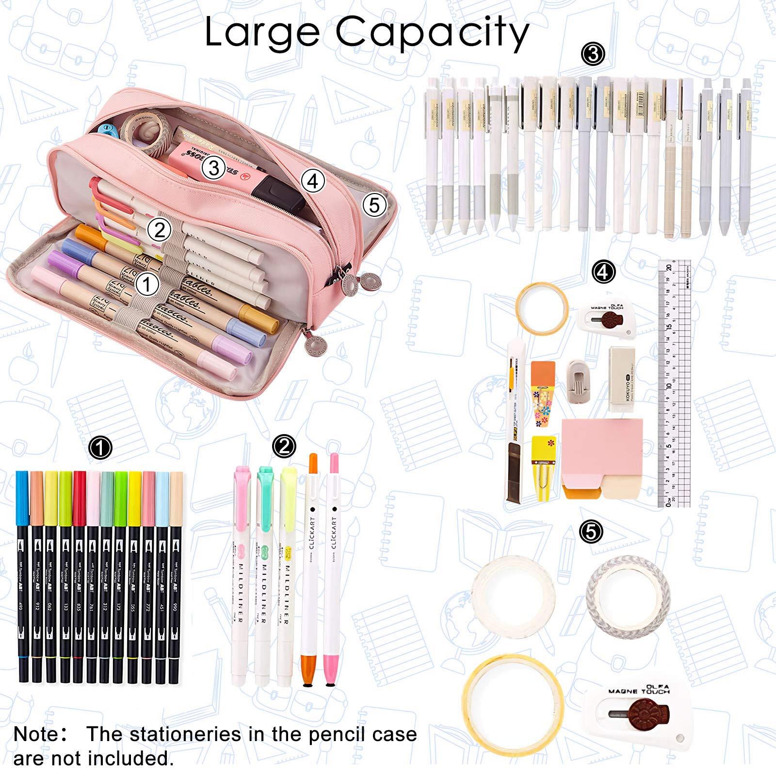 Only-bags.store Trousse à crayons pour l'école avec 3 compartiments, grande capacité, trousse à crayons, papeterie, organisateur, sac à cosmétiques  