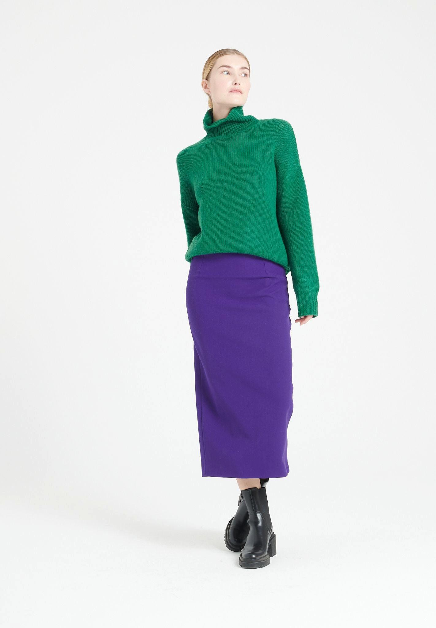 Image of Mia 9 Pullover Mit Schornsteinkragen 10 Söhne - 100% Kaschmir Damen Grün M