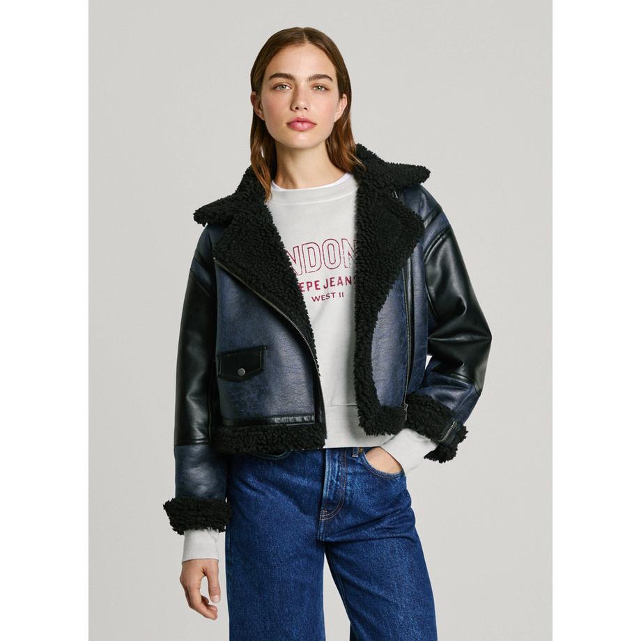 Pepe Jeans London Giacca Brooklyn Foderata in Pelliccia Sintetica  